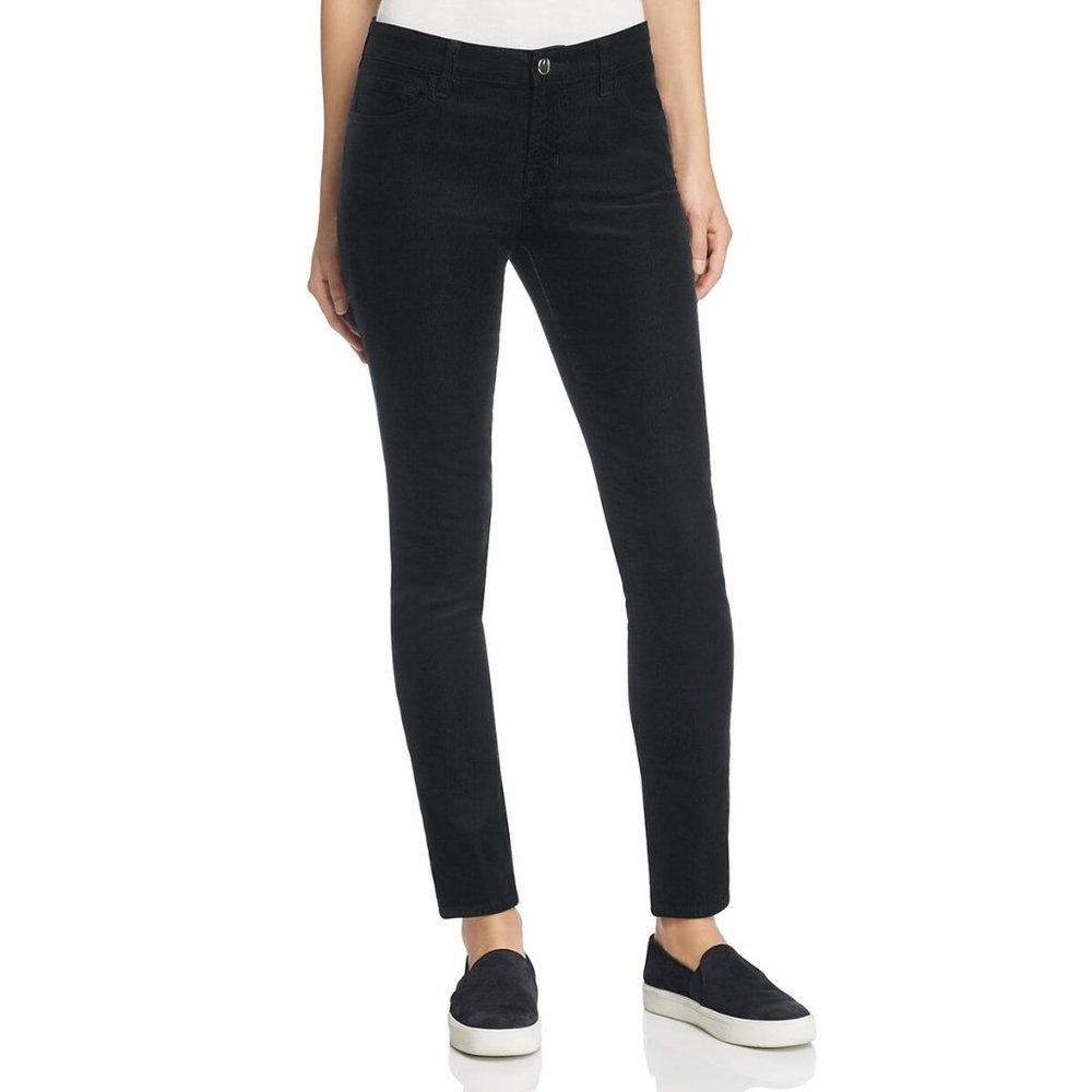 J Brand Mid-Rise Skinny Leg Black Corduroy Jeans, Size 26